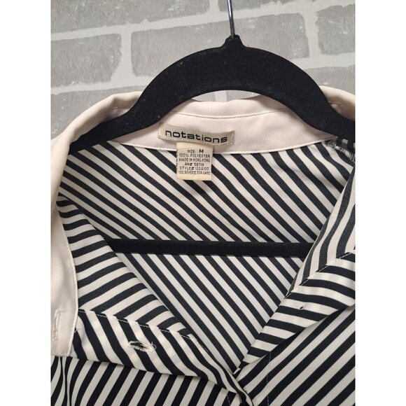 Notations 90s Striped Button Down,Long Sleeve Classic Women Blouse Size Medium - Picture 6 of 10